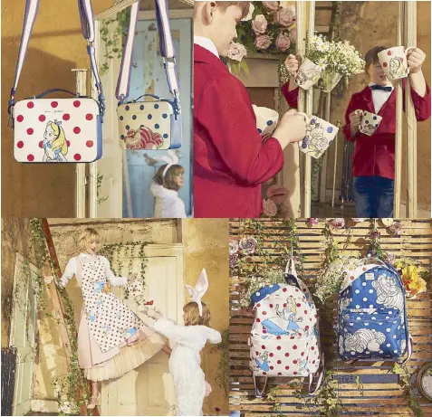  ??  ?? Dots good: Cath Kidston’s iconic Button Spot provides the perfect backdrop for Alice’s Adventures in Wonderland.