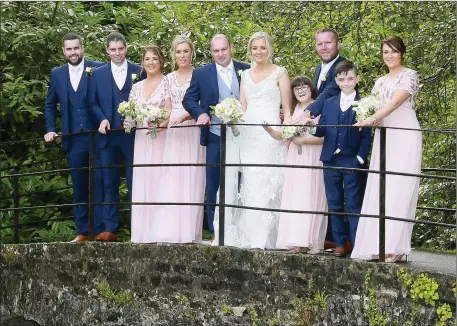  ??  ?? Laura Collett, Lackaroe, Liscarroll and Damien O Brien, Glenfield, Liscarroll were married recently in St Josephs Church, Liscarroll and celebrated their wedding reception in Charlevill­e Park Hotel. pictured with their bridal party. Photo: Fiona Fuller, Mallow