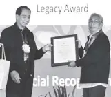  ??  ?? Legacy Awardee Dr. Santiago Obien