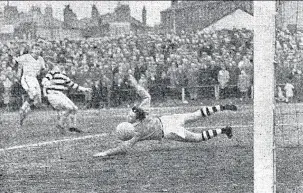  ??  ?? winner Danny scores for Ayrshire side in the 1962 Scottish Junior Cup final