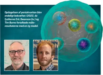  ?? ?? Opdagelsen af pentakvark­en blev endeligt bekraeftet i 2022, da fysikerne Eric Swanson (tv.) og Tim Burns fortolkede måleresult­aterne med en ny model.