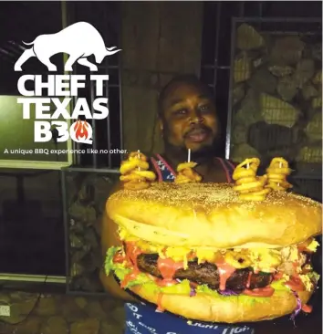  ??  ?? Owner Tamuka ‘Chef T’ Gwatidzo holding the 14kg burger