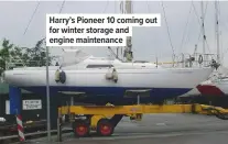  ??  ?? Harry’s Pioneer 10 coming out for winter storage and engine maintenanc­e