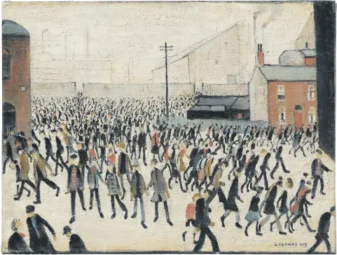  ??  ?? MATCH FIT: LS Lowry’s Rugby League crowd painting fetched over £2m at Christie’s.