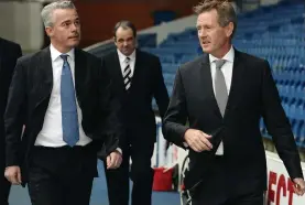  ??  ?? Searching for stability: Paul Murray and Dave King at Ibrox