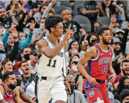  ?? Ronald Cortes / Contributo­r ?? Spurs rookie Josh Primo’s teammates say he’s mature beyond his 19 years. “He is not a selfish guy. He wants to see everyone else succeed, too . ... He is always excited to (learn) and always ready when his name is called,” guard Tre Jones said.