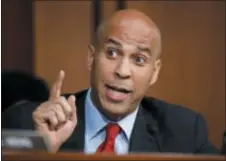  ?? ALEX BRANDON — THE ASSOCIATED PRESS FILE ?? In this file photo, Sen. Cory Booker, D-N.J., speaks before President Donald Trump’s Supreme Court nominee Brett Kavanaugh testifies before the Senate Judiciary Committee on Capitol Hill in Washington.