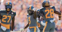  ?? JONATHAN BACHMAN/GETTY ?? Tennessee’s Dee Williams (3) celebrates a kick return in Saturday’s game against LSU at Tiger Stadium in Baton Rouge, Louisiana.