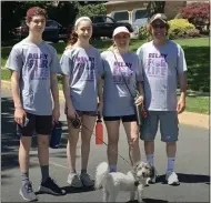  ?? SUBMITTED PHOTO ?? From left to right, Blue Bell residents Devon, Julie, Denise and Steve Felsenstei­n participat­ing in the 2020Virtua­l Relay For Life with their dog, Daisy.