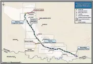  ?? [PROVIDED] ?? This map shows the planned route for the Midship Pipeline, expected to become operationa­l by the end of this year.