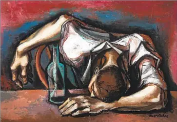  ?? Laguna Art Museum ?? FRANCIS DE ERDELY’S “Untitled (Man Resting),” 1945, depicts a worker, a common subject of the artist’s.