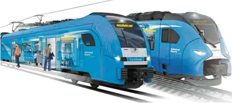  ?? Illustrati­on: Go Ahead ?? Mit solchen Triebwagen will der private Bahnbetrei­ber Go Ahead ab Ende des Jahres 2022 den Betrieb im Augsburger Fuggerexpr­ess-Netz aufnehmen.