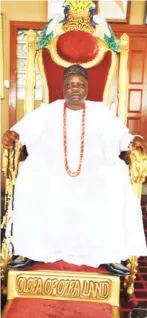  ??  ?? The Olofa of Offa, in Kwara State, Oba Mufutau Gbadamosi Okikiola, Esuwoye II