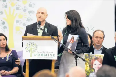  ?? RICHARD MESSINA/HARTFORD COURANT ?? Jeremy Richman, father of Avielle Richman, a victim in the 2012 Sandy Hook school shooting, was found dead at Edmond Town Hall in Newtown, police said. He is seen here alongside his wife, Jennifer Hensel.