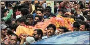  ?? PTI ?? People attend the funeral procession of tailor Kanhaiya Lal