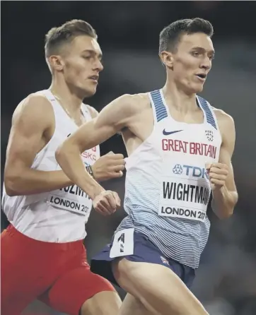  ??  ?? 0 Great Britain’s Jake Wightman races in the third heat of the Men’s 1500m last night.