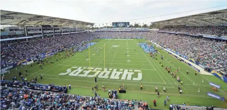  ?? JAKE ROTH, USA TODAY SPORTS ?? StubHub Center, home of the L.A. Galaxy of the MLS, seats 27,000 for Chargers games.