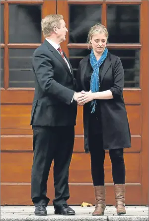  ?? Picture: PA. ?? Enda Kenny with Mairia Cahill following a meeting at Government Buildings, Dublin.