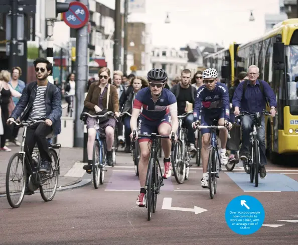  ??  ?? Over 750,000 people now commute to work on a bike, with an average ride of 12.1km