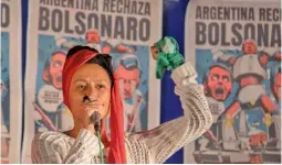  ??  ?? Demonstrat­ors gathered at the Plaza de Mayo on Thursday to protest Jair Bolsonaro’s visit.