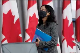 ?? CP PHOTO ADRIAN WYLD ?? Chief Public Health Officer Theresa Tam leaves a news conference Tuesday in Ottawa.