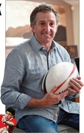  ??  ?? ON THE BALL: Jonathan Davies has invested in property. Left: Playing for Wales in the Rugby World Cup in June 1987