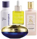  ??  ?? FROM LEFT Dermalogic­a Phyto Replenish Oil (30ml, $120). Guerlain Orchidée Impériale 4G Cream ($570). Clarins Blue Orchid Face Treatment Oil (30ml, $55). L’occitane Néroli and Orchidée Body Milk (245ml, $42). For stockist details, see page 134.