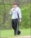  ?? SAM STEWART - DIGITAL FIRST MEDIA ?? Pottsgrove head coach JP Norris watches as Cori Dickinson bats during the Falcons’ loss to SpringFord.