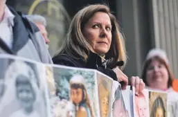  ?? AP FILE PHOTO ?? ‘RELENTLESS’: Barbara Blaine, President of Survivors Network of those Abused by Priests, or SNAP, is seen at a demonstrat­ion.