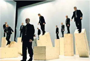  ??  ?? Boxing clever: Sutra by Sidi Larbi Cherkaoui, with boxes by Antony Gormley, performed by the Shaolin Monks at Sadler’s Wells