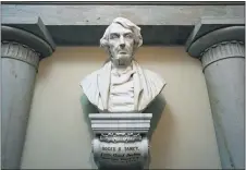  ?? J. SCOTT APPLEWHITE — THE ASSOCIATED PRESS ?? In this March 9, 2020 file photo, a marble bust of Chief Justice Roger Taney is displayed in the Old Supreme Court Chamber in the U.S. Capitol in Washington. The House voted to remove from the U.S. Capitol a bust of Chief Justice Roger B. Taney, the author of the 1857 Dred Scott decision that declared African Americans couldn’t be citizens. The Wednesday vote comes as communitie­s nationwide reexamine the people memorializ­ed with statues.
