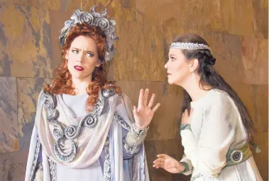  ?? PHOTO BY LANCE W. OZIER ?? Lindsay Ohse and Olivia Vote star in the Opera Southwest production of “Norma.”