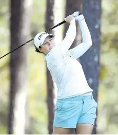  ??  ?? Ally McDonald tees off on the third hole during round two of the 2020 LPGA Drive On Championsh­ip - Reynolds Lake Oconee in Greensboro, Georgia.- AFP photo