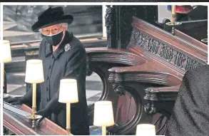  ??  ?? The Queen stands alone at her husband’s funeral yesterday and the couple get engaged in 1947