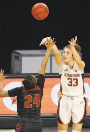  ?? Isaac Brekken / Associated Press ?? Stanford’s Hannah Jump shoots on her way to 14 points vs. USC in a Pac12 women’s quarterfin­al.