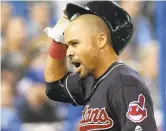  ?? FRANK GUNN/ CANADIAN PRESS ?? Cleveland’s Coco Crisp celebrates after hitting a solo home run against the Toronto Blue Jays Wednesday in Toronto.