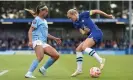  ?? Photograph: Harriet Lander/Chelsea FC/ Getty Images ?? Deyna Castellano­s (left) battles for possession with Magdalena Eriksson during Manchester City’s WSL game at Chelsea.