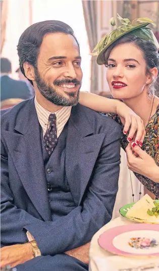  ??  ?? HIGH SOCIETY: Assaad Bouab as Fabrice and Lily James as Linda in BBC drama Pur