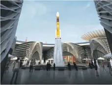  ?? Space Fountain ?? The UAE’s Mars mission inspired young Emiratis to design a rocket-shaped fountain