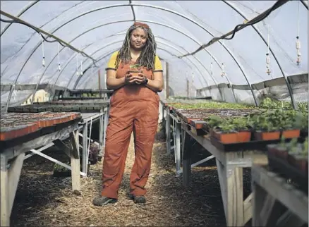  ?? Photograph­s by Paul Kuroda For The Times ?? DORIA ROBINSON’S nonprofit farm, Urban Tilth, helps feed underserve­d people in the Bay Area community of North Richmond. Robinson’s family has big dreams for the farm, but a four-story warehouse planned next door raises concerns about the area’s future.