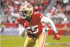 ?? Tony Avelar / Associated Press ?? The 49ers reworked the contract of veteran pass rusher Dee Ford, creating $9.5 million in salary cap space, with an obvious eye toward flexibilit­y in 2021.