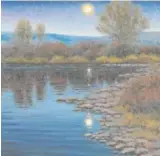  ??  ?? Dan Young’s oil painting “The Super Moon on the Colorado” is available as a printed poster this year at the Coors Western Art Exhibit & Sale.