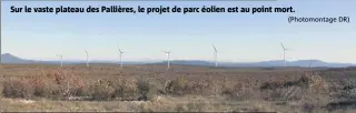  ?? (Photomonta­ge DR) ?? Sur le vaste plateau des Pallières, le projet de parc éolien est au point mort.