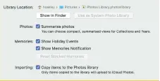 ??  ?? Before removing the original library, ensure Photos’ preference­s are set to use the new copy of it as the System Photo Library.