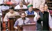  ?? PTI ?? Finance Minister Arun Jaitley speaks in the Rajya Sabha during the ongoing monsoon session of Parliament, on Wednesday