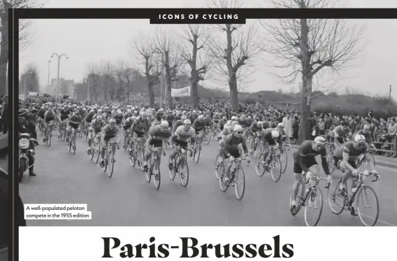  ??  ?? A well-populated peloton compete in the 1955 edition