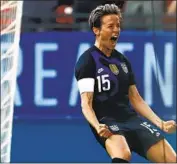  ?? Ronald Martinez Getty Images ?? MEGAN RAPINOE was one of three goal scorers for the U.S. against Japan in the SheBelieve­s Cup final.