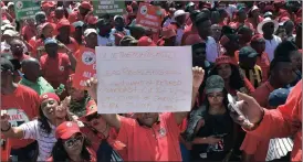  ?? Picture: Oupa Mokoena/ANA ?? UNITED: Sadtu members march to the Department of Higher and Basic Education to deliver a memorandum of demands.