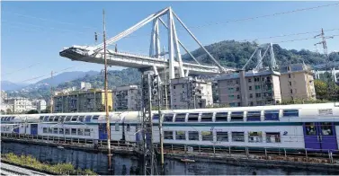  ?? Ansa ?? La tragedia del 2018 Il crollo del Ponte Morandi di Genova ha provocato la morte di 43 persone