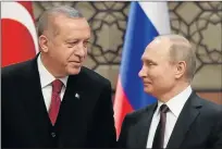  ?? Picture: AFP ?? PARTNERS: Turkey's President Recep Tayyip Erdogan, left, and Russia's President Vladimir Putin hold talks in Ankara
